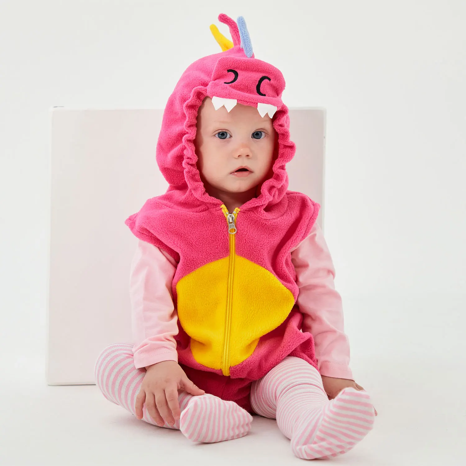 Baby Girl Pink Dinosaur Costume Infant Toddler Hoodie Bodysuit Short Romper Photography Halloween Fancy Dress 6M 12M 18M 24M