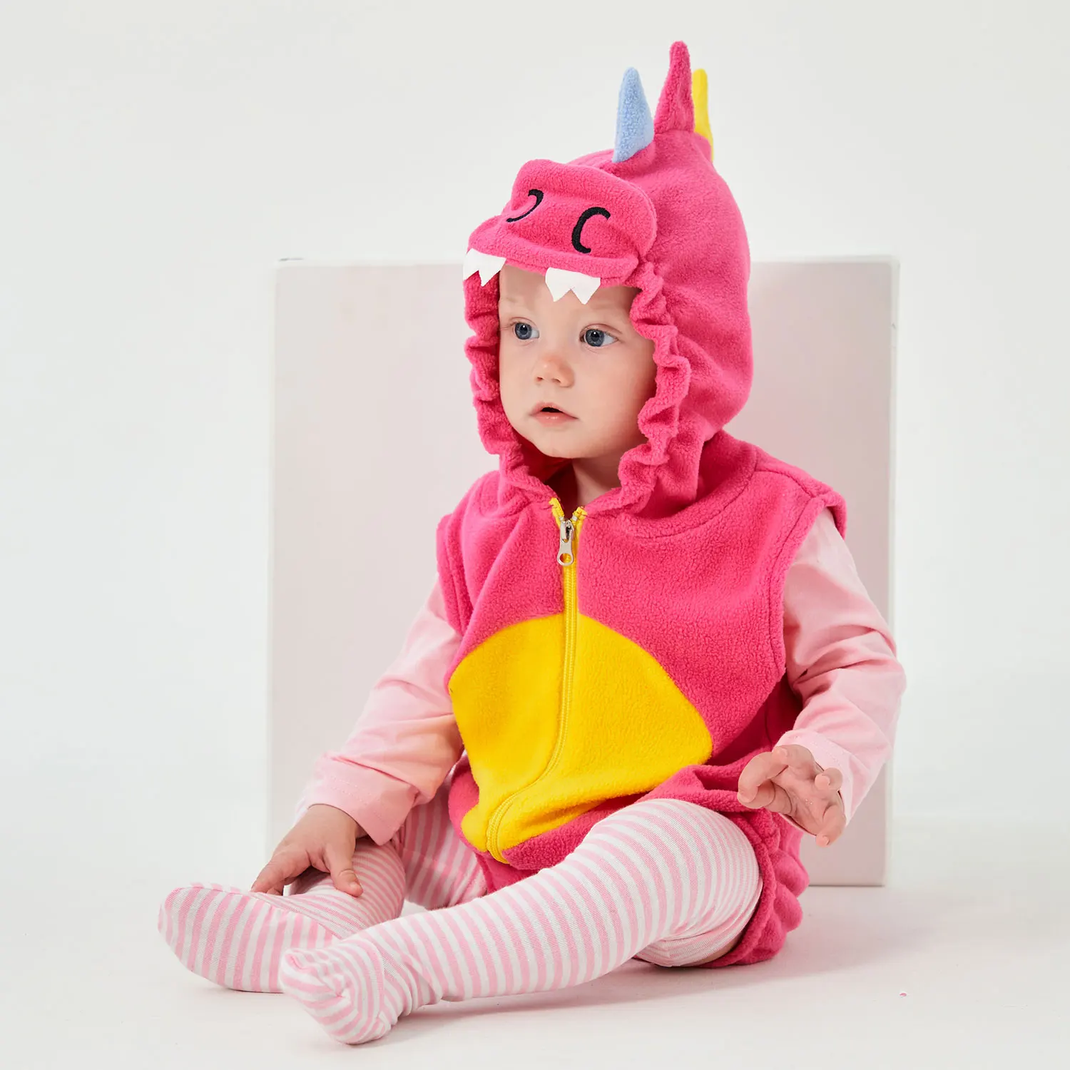Baby Girl Pink Dinosaur Costume Infant Toddler Hoodie Bodysuit Short Romper Photography Halloween Fancy Dress 6M 12M 18M 24M