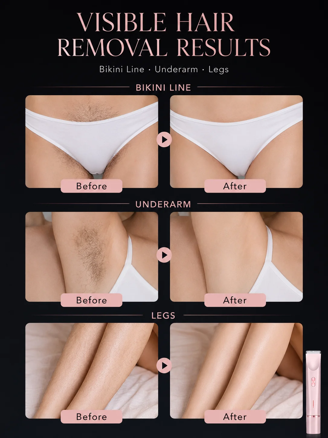 Bikini Shaver for Women Dual Head Electric Shaver Rechargeable Body Trimmer for Underarms Legs Face and Bikini Line