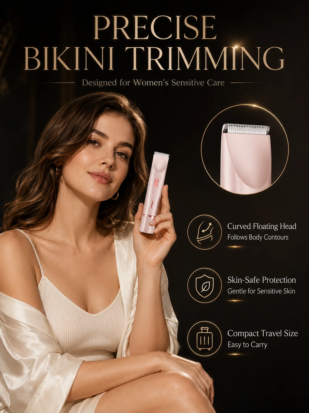 Bikini Shaver for Women Dual Head Electric Shaver Rechargeable Body Trimmer for Underarms Legs Face and Bikini Line