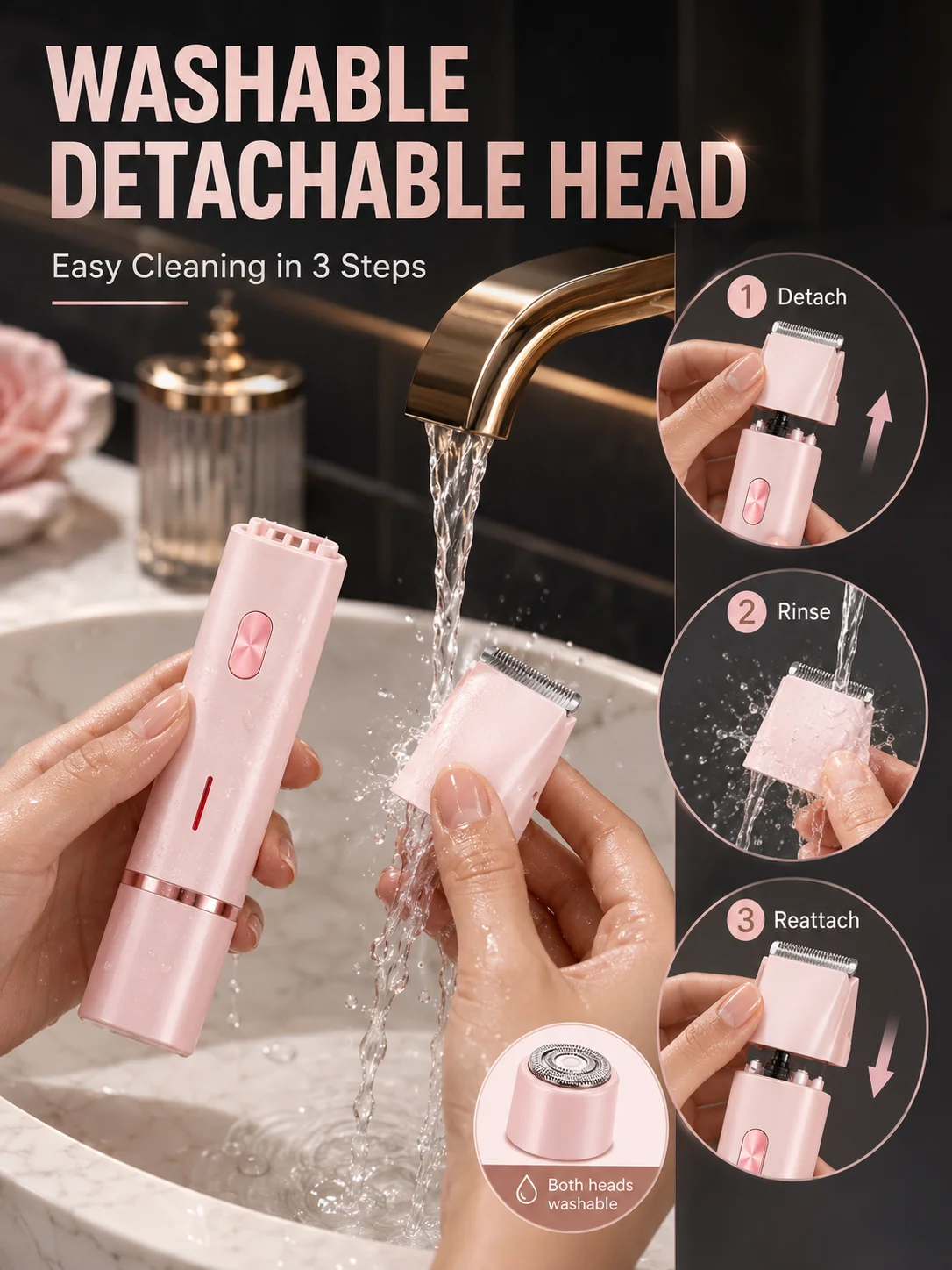Bikini Shaver for Women Dual Head Electric Shaver Rechargeable Body Trimmer for Underarms Legs Face and Bikini Line