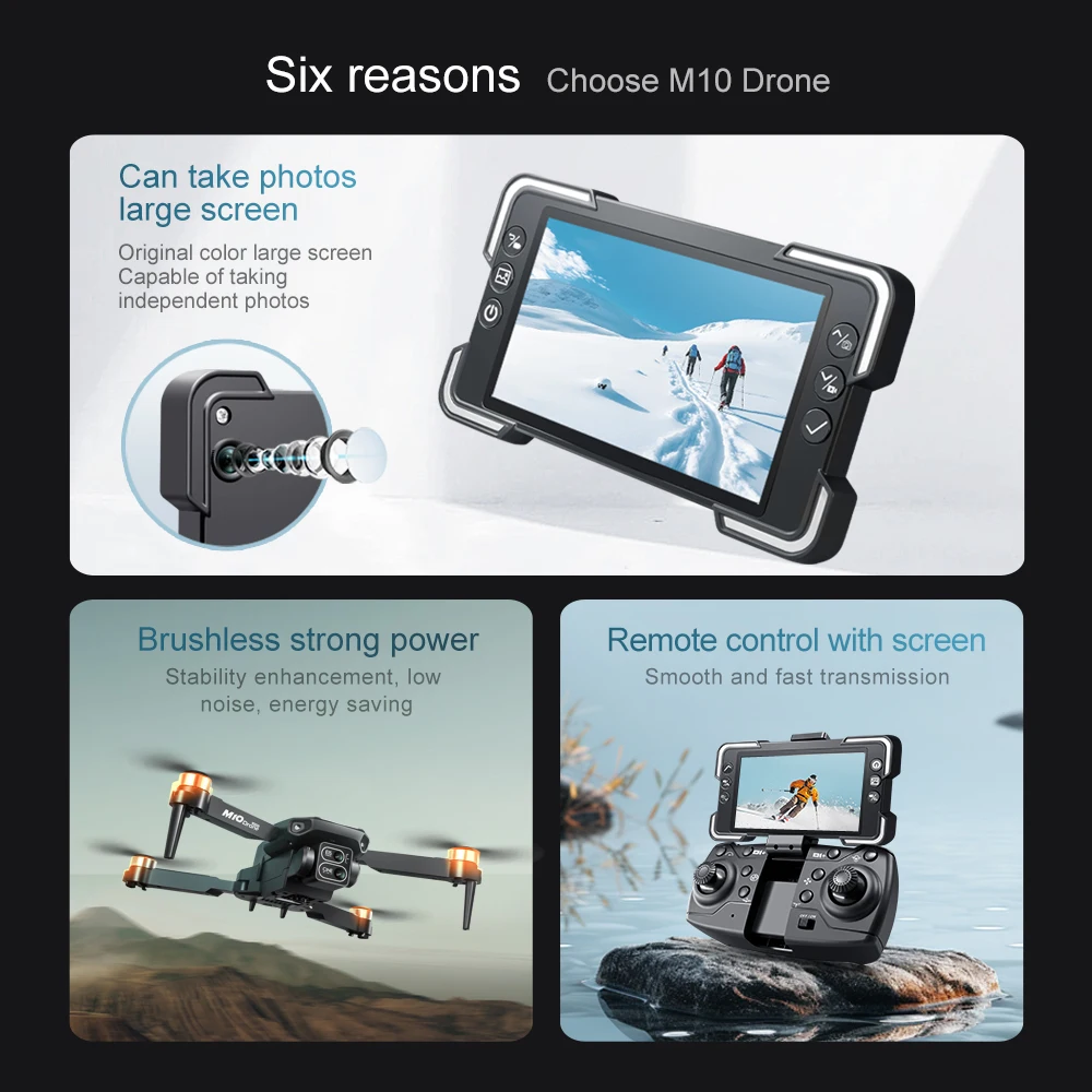 M10 Drone 8K HD Camera Brushless Motor For Aerial Photography Remote Control UAV For Beginners Professionals Hobby Gifts Adults