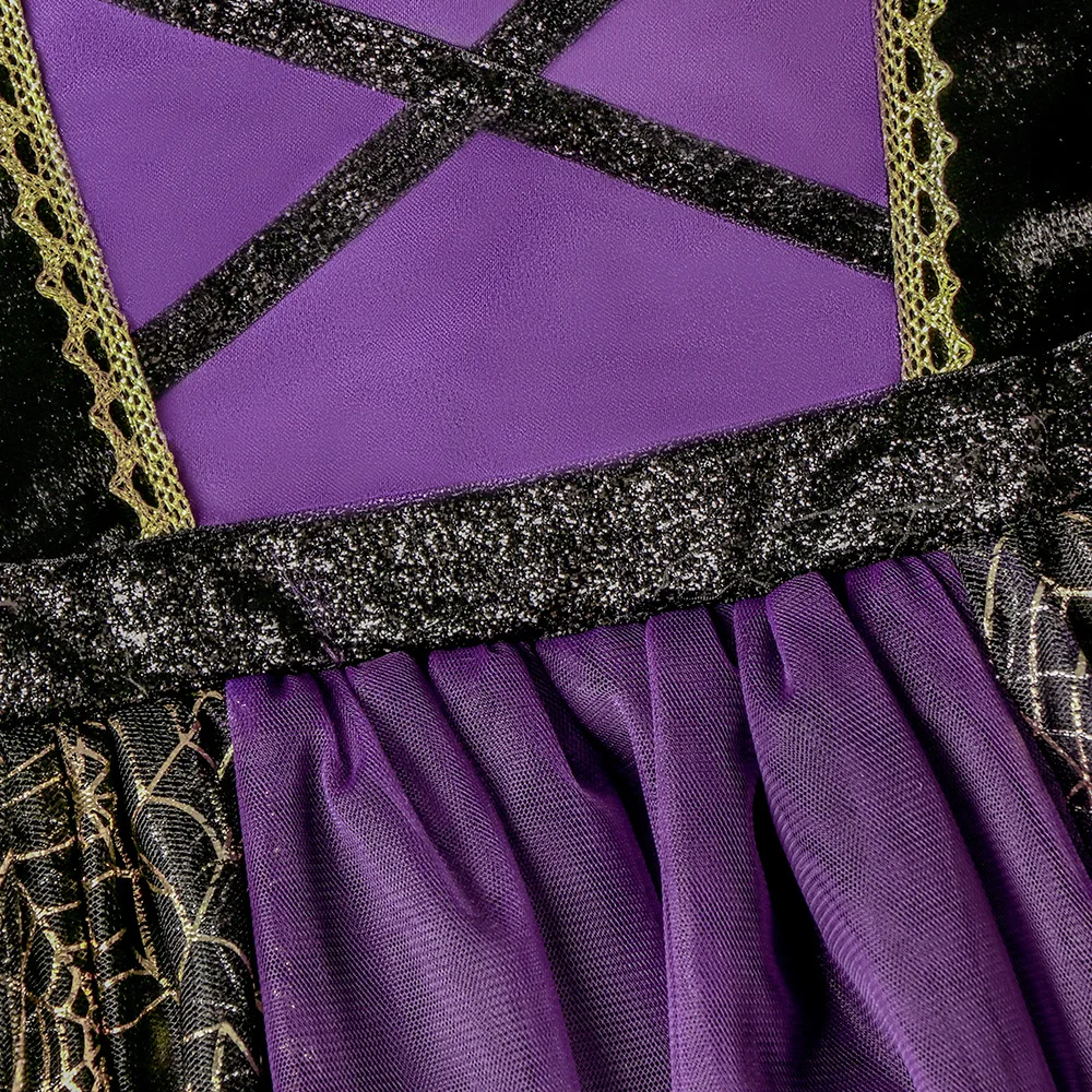 Girls Halloween Witch Costume Children Cosplay Vampire Dresses with Pointed Hat Kids Carnival Party Cosplay Fancy Dress