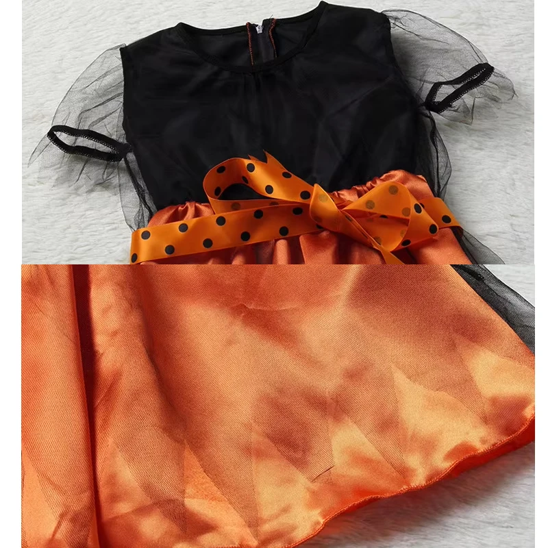 Girls Halloween Witch Costume Children Cosplay Vampire Dresses with Pointed Hat Kids Carnival Party Cosplay Fancy Dress