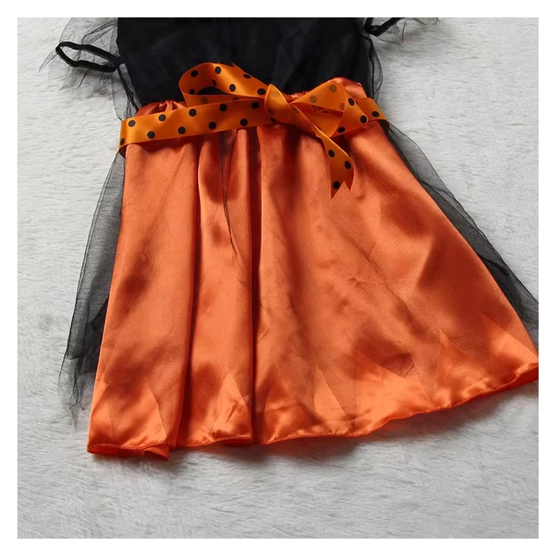 Girls Halloween Witch Costume Children Cosplay Vampire Dresses with Pointed Hat Kids Carnival Party Cosplay Fancy Dress