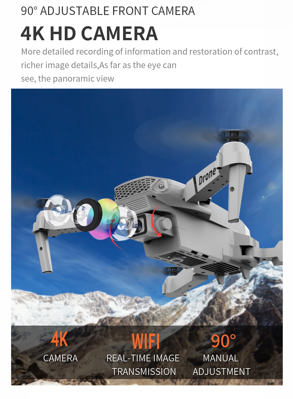 E88 Drone With Remote Control Foldable RC Quadcopter Altitude Hold 3D Flip Beginner RC Aircraft Kids Toy Gift Indoor Hover