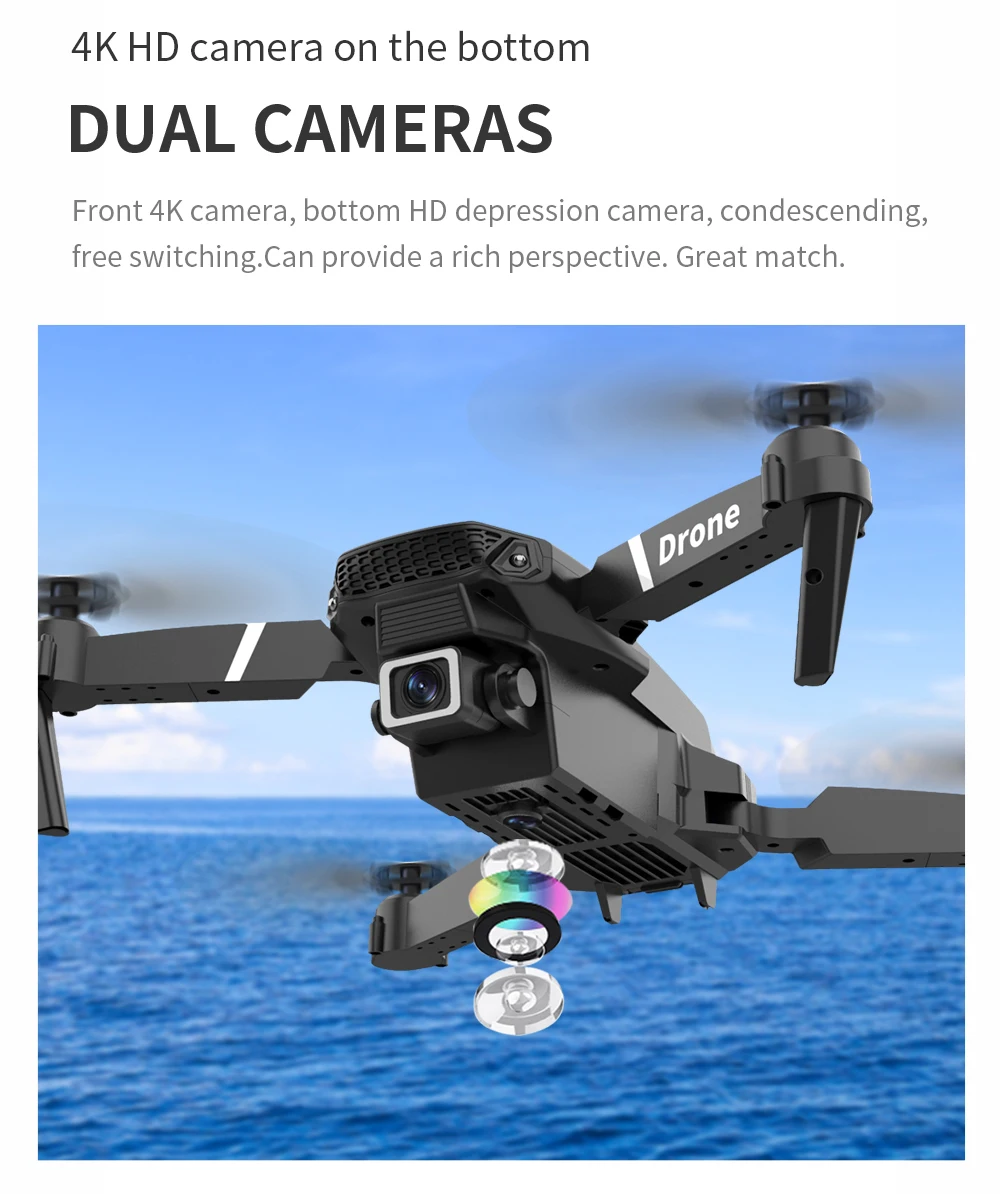 E88 Drone With Remote Control Foldable RC Quadcopter Altitude Hold 3D Flip Beginner RC Aircraft Kids Toy Gift Indoor Hover