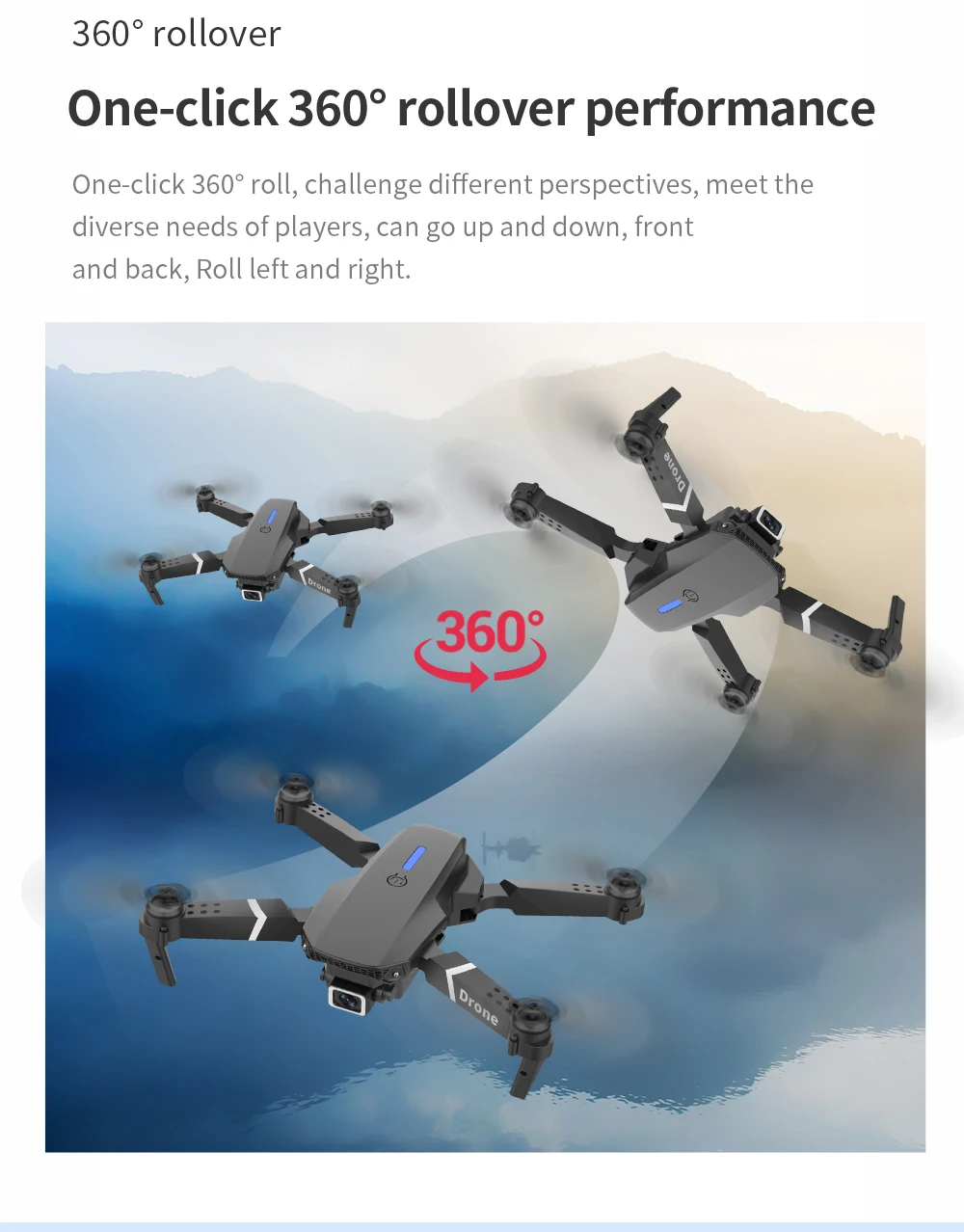 E88 Drone With Remote Control Foldable RC Quadcopter Altitude Hold 3D Flip Beginner RC Aircraft Kids Toy Gift Indoor Hover