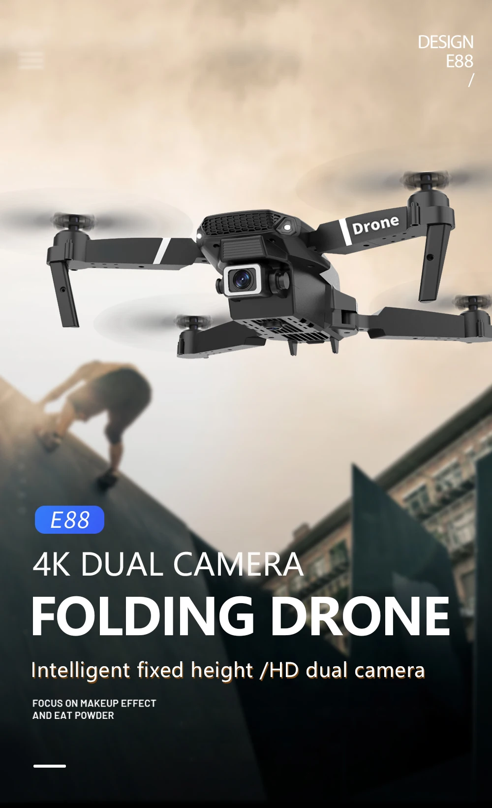 E88 Drone With Remote Control Foldable RC Quadcopter Altitude Hold 3D Flip Beginner RC Aircraft Kids Toy Gift Indoor Hover