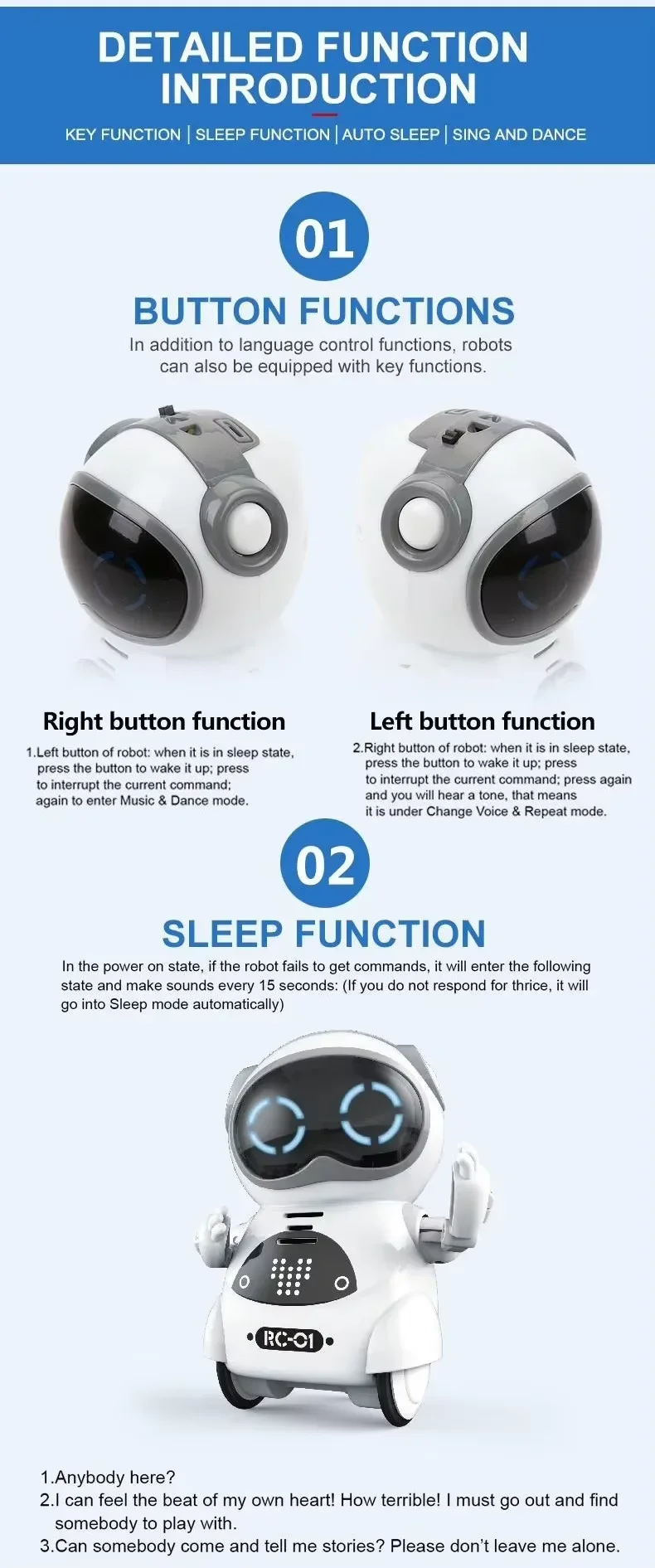 Study Smart Robot Ai Electronic Automation Touch Sensing Emotional Interaction Vocal Multiple Mode Cute Festive Birthdays Gift