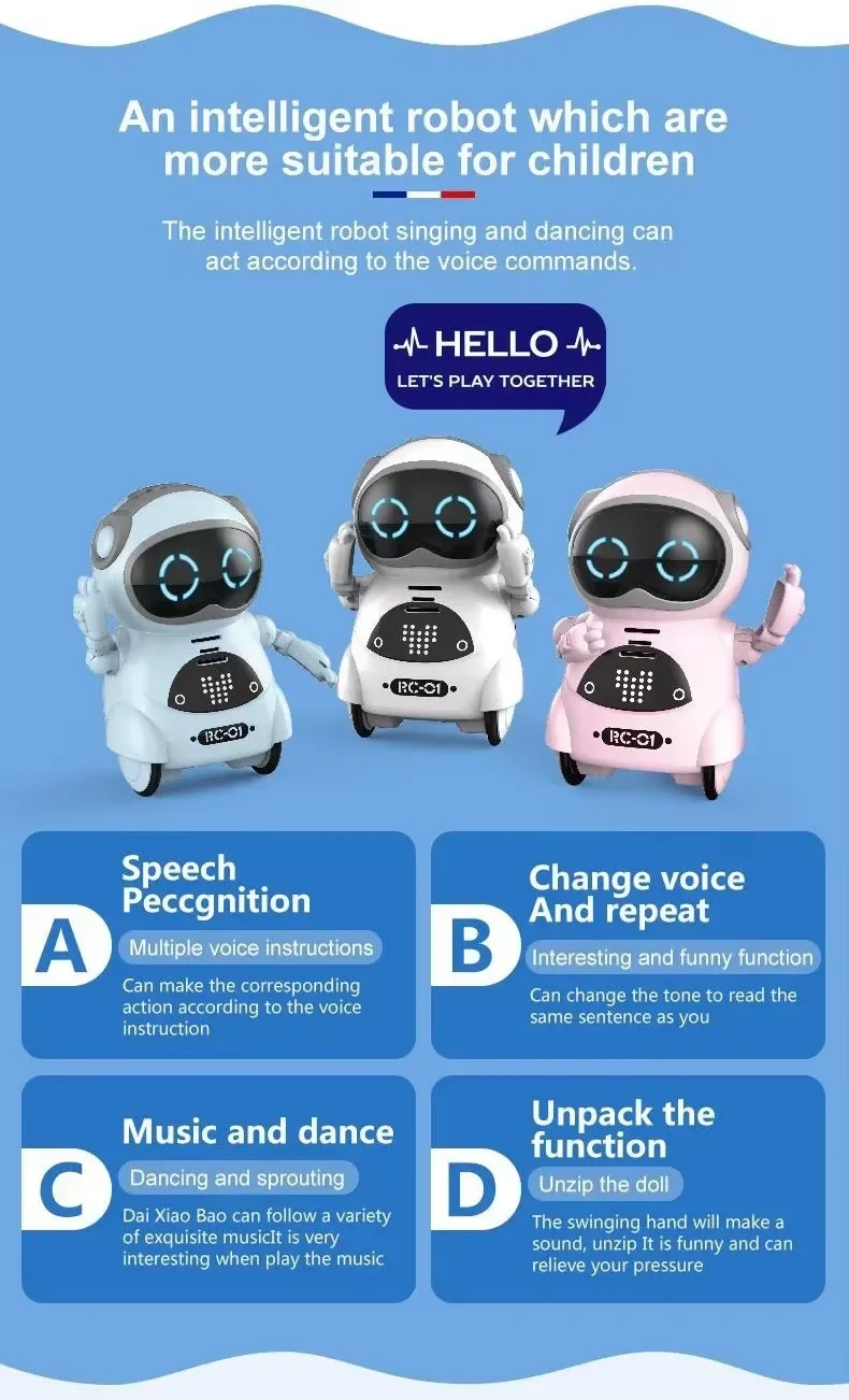 Study Smart Robot Ai Electronic Automation Touch Sensing Emotional Interaction Vocal Multiple Mode Cute Festive Birthdays Gift