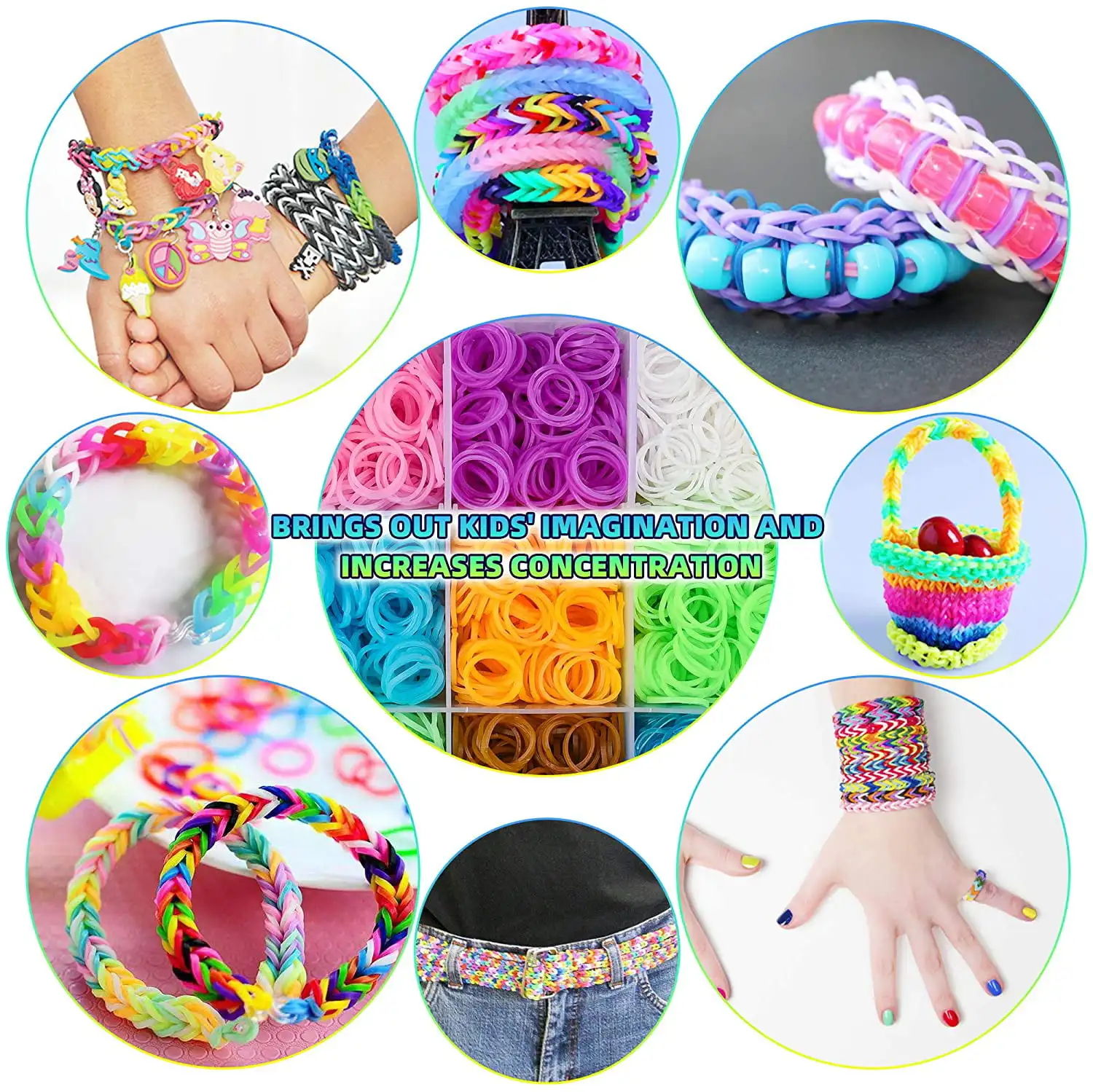 1800/4500+ Rubber Band Bracelet Making Kit, Rubber Loom  Bands Refill Set, Friendship Bracelets Making Kit Gifts for Girls