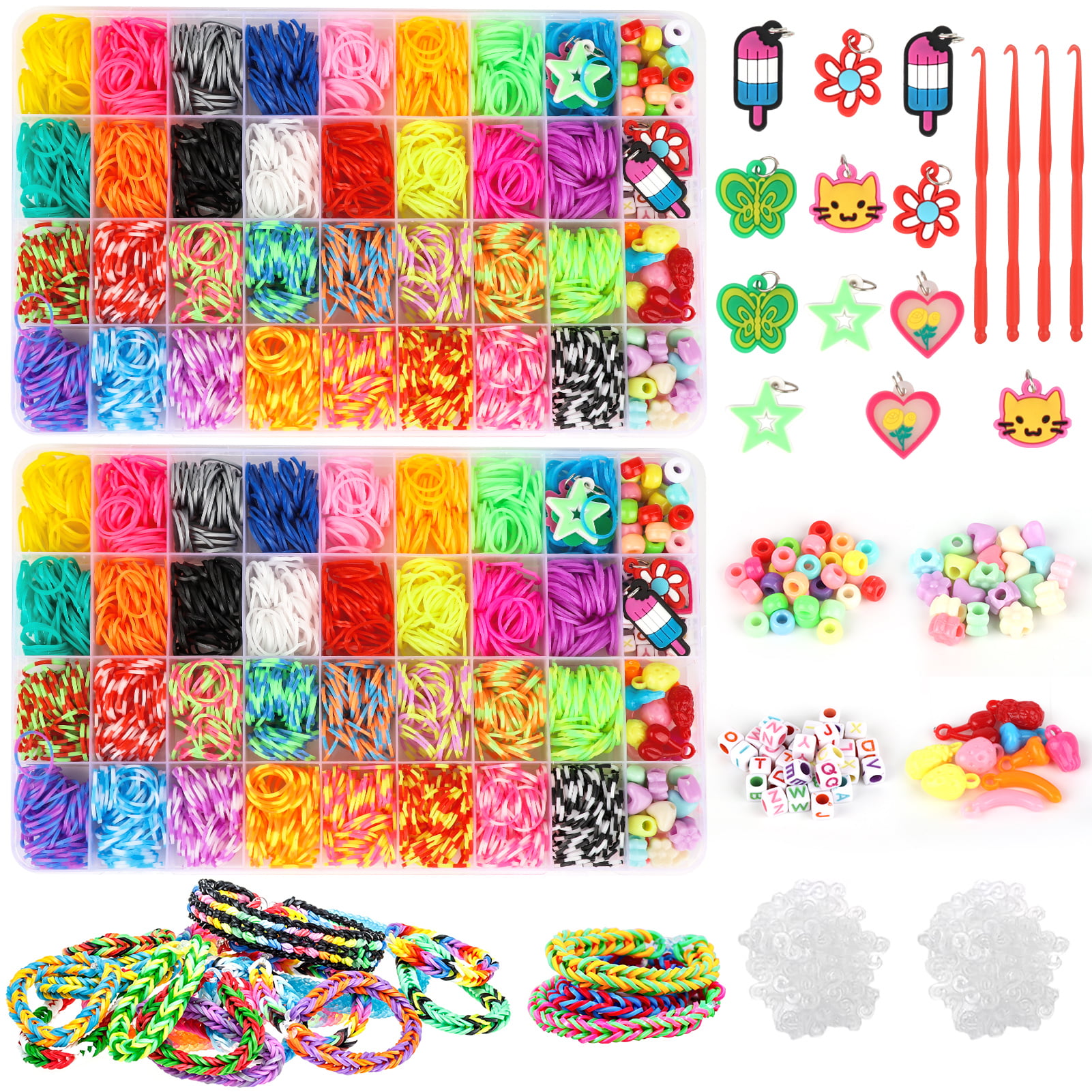 1800/4500+ Rubber Band Bracelet Making Kit, Rubber Loom  Bands Refill Set, Friendship Bracelets Making Kit Gifts for Girls