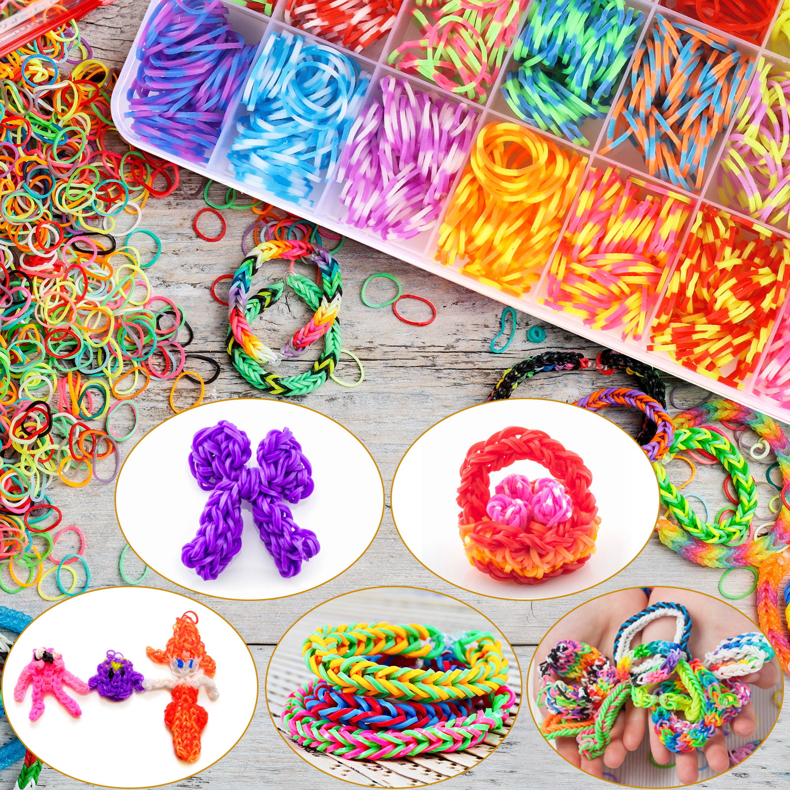 1800/4500+ Rubber Band Bracelet Making Kit, Rubber Loom  Bands Refill Set, Friendship Bracelets Making Kit Gifts for Girls