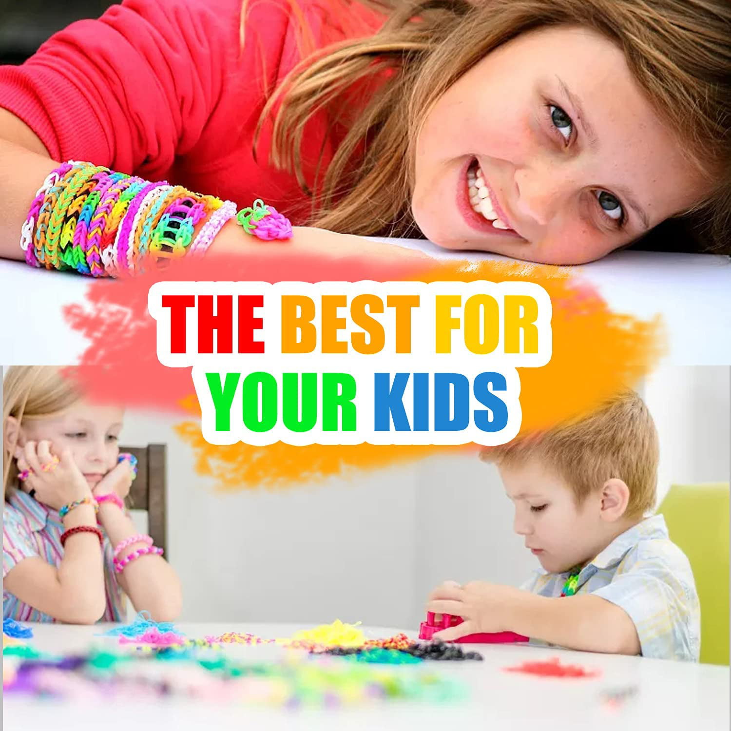 1800/4500+ Rubber Band Bracelet Making Kit, Rubber Loom  Bands Refill Set, Friendship Bracelets Making Kit Gifts for Girls