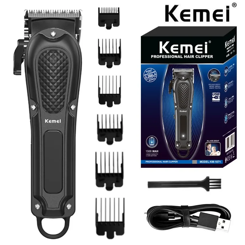 Kemei KM-1071 Electric Hair Clipper UBS Rechargeable Cordless Beard Trimmer Men Powerful Electric Hair Clipper Trimming Tool