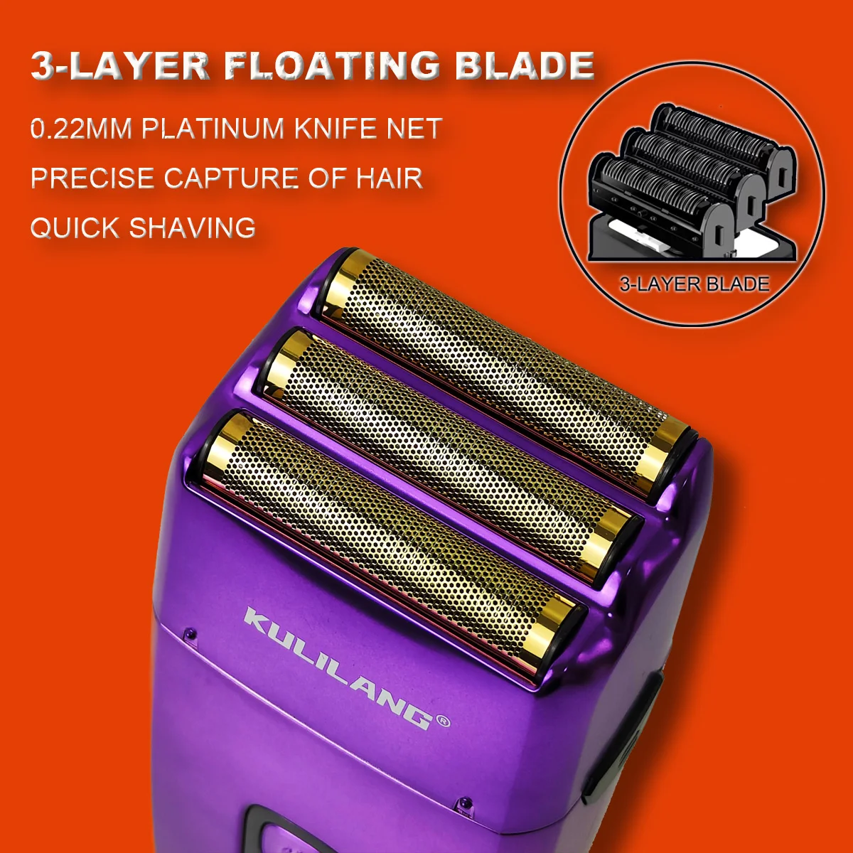 KULILANG Professional Oil Head Gradient Electric Hair Shaver Titanium Plated Knife Net Hair Salon Trimmer R11F Purple