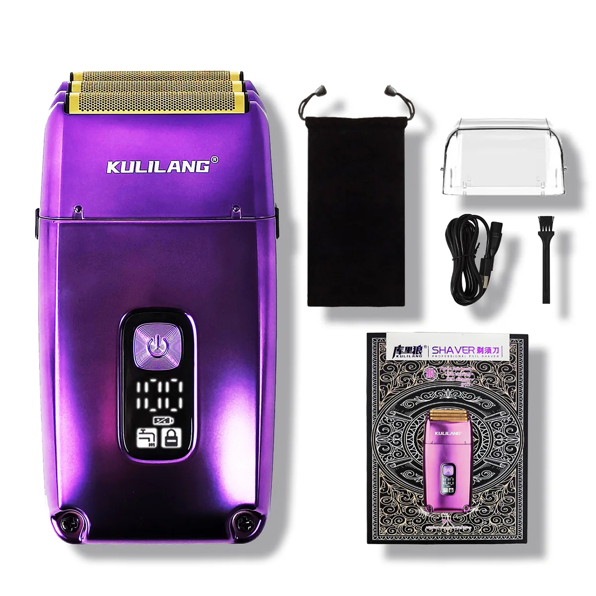 KULILANG Professional Oil Head Gradient Electric Hair Shaver Titanium Plated Knife Net Hair Salon Trimmer R11F Purple