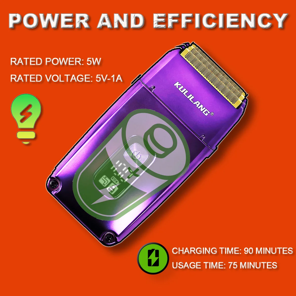 KULILANG Professional Oil Head Gradient Electric Hair Shaver Titanium Plated Knife Net Hair Salon Trimmer R11F Purple