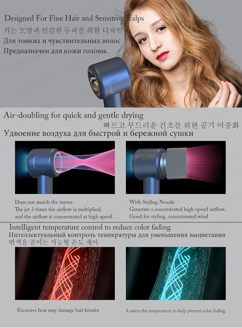 Professional Super Hair Dryer Personal Hair Care Styling Negative ion Salon Tool Constant Anion Electric Leafless Hair Dryers