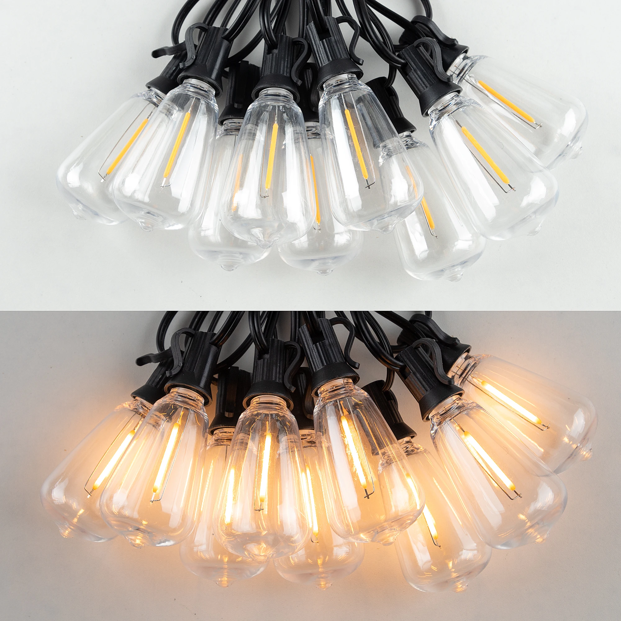 110V US Plug ST38 String Lights Outdoor Garland Connectable Shatterproof Waterproof Plastic LED Bulb Dimmable Patio Garden Decor