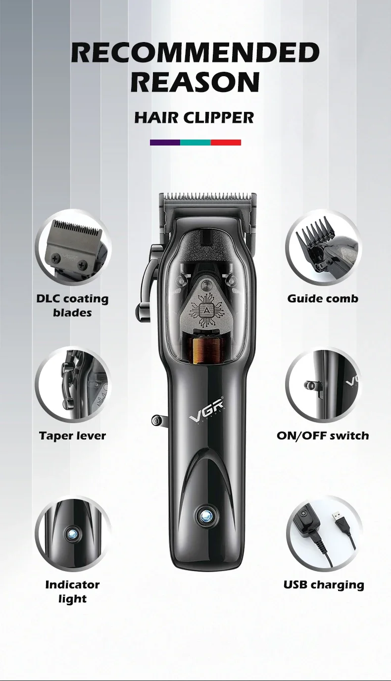 Original VGR Hair Trimmer Cordless Hair Clipper Electric Hair Clipper Professional Hair Clipper Men's Hair Clipper V-653