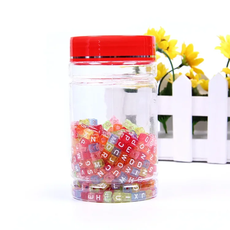 New DIY Bead Wholesale Acrylic Color Beads Silver Heart Beads Large Hole Glass Beads 100pcs Letter Beads kids craft