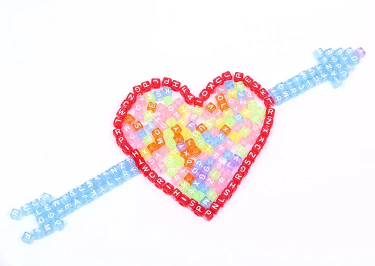New DIY Bead Wholesale Acrylic Color Beads Silver Heart Beads Large Hole Glass Beads 100pcs Letter Beads kids craft