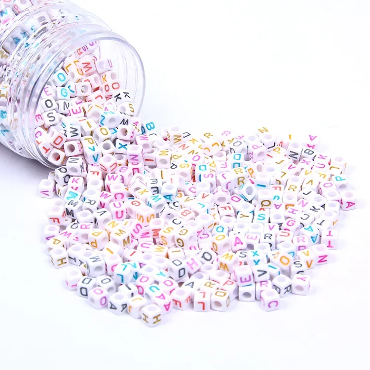 New DIY Bead Wholesale Acrylic Color Beads Silver Heart Beads Large Hole Glass Beads 100pcs Letter Beads kids craft