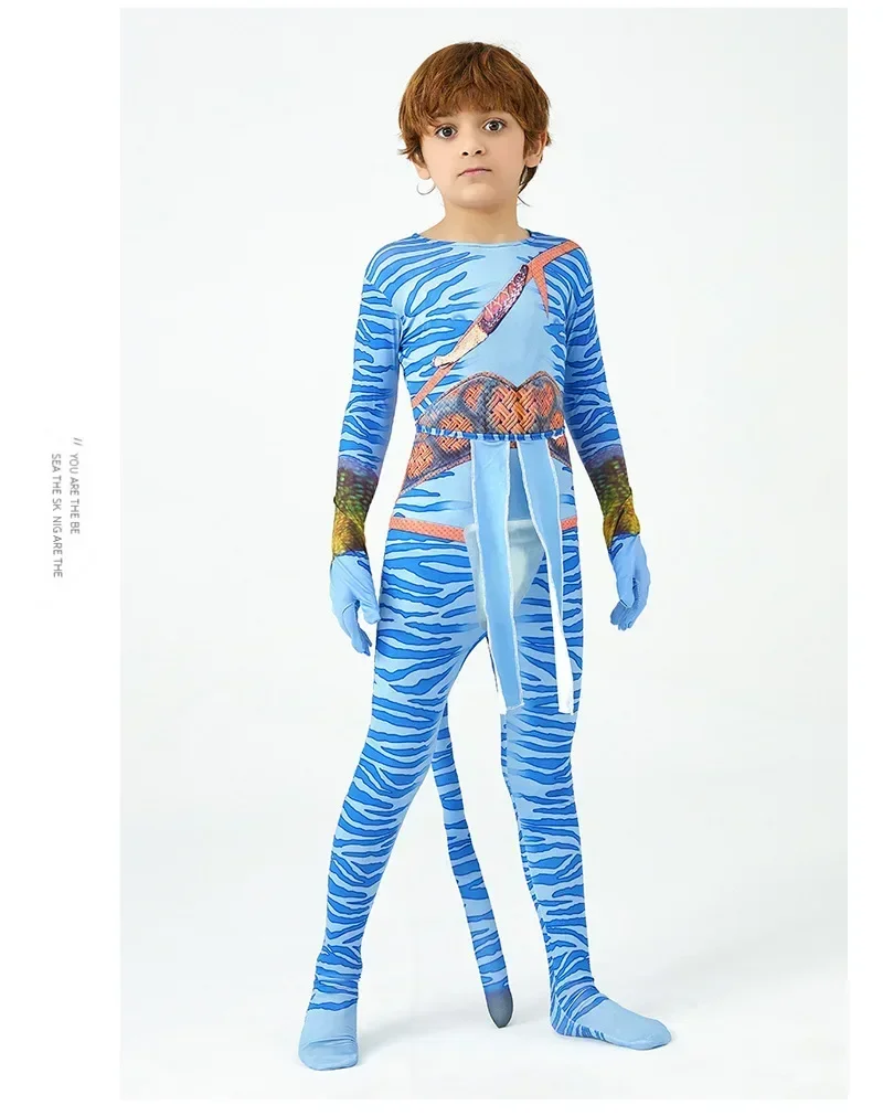 Boy Girls Halloween Cosplay Avatar Costume Kids The Way of Water Neytiri Alien Cosplay Hero One Piece Tight Fitting Clothing