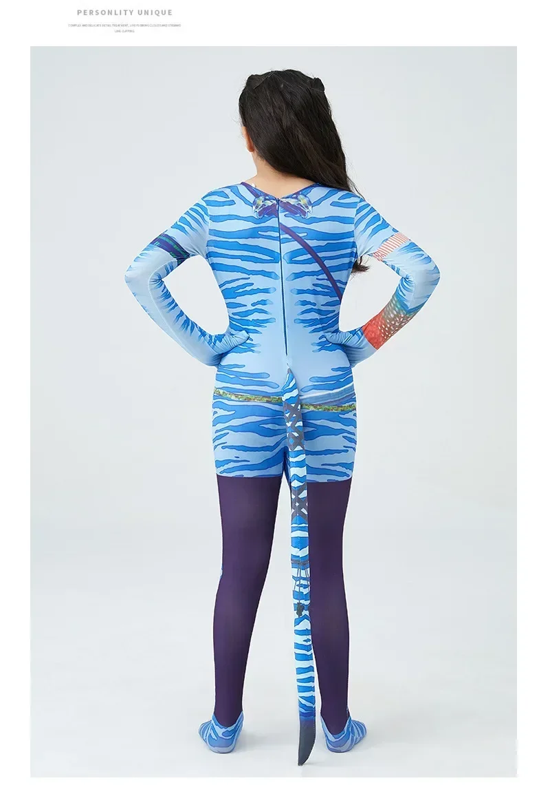 Boy Girls Halloween Cosplay Avatar Costume Kids The Way of Water Neytiri Alien Cosplay Hero One Piece Tight Fitting Clothing