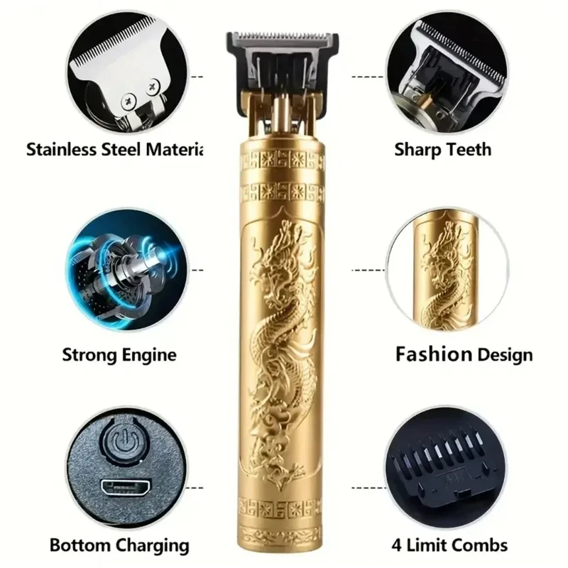 New Shaver Men's Retro Hair Cut T9 Professional Hair Cutting Machine Rechargeable Beard Shaver Electric Hair Clipper Trimmer