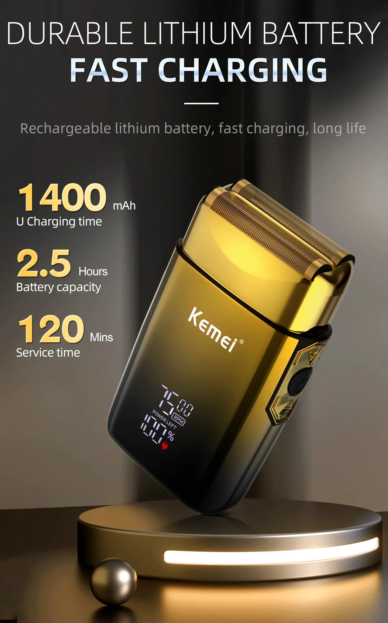 Kemei TX10 new electric shaver with LED display rechargeable beard shaver bald men's shaver original accessories blade