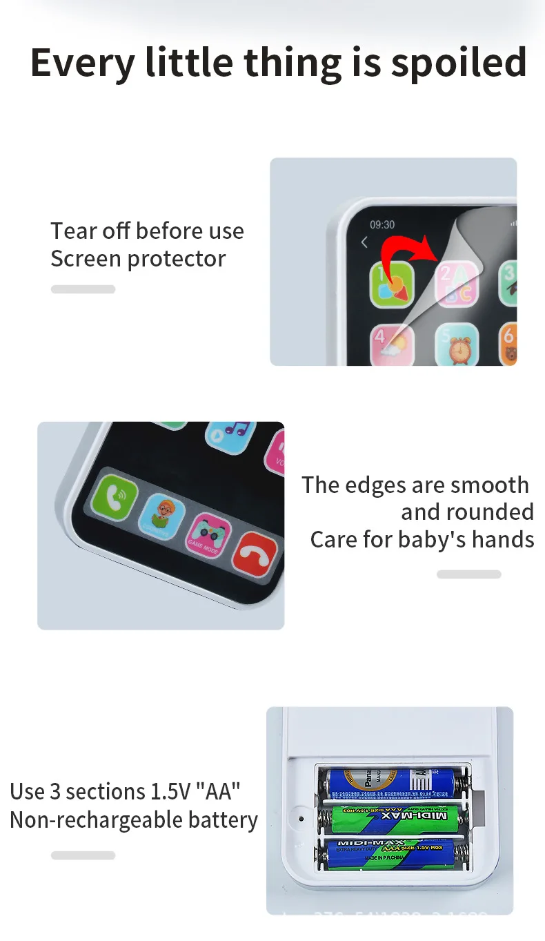 New Children's Educational Toys Mobile Phone Simulation Music Touch Screen Phone Baby English Early Childhood Toys Voice Toys