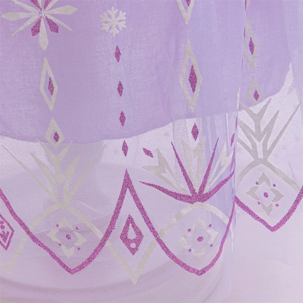 Girls 8pcs Sequin Elsa Princess Gown Girl Frozen Cosplay Party Dress Young Kids Shining Snowflake Clothes Fashion Evening Gown
