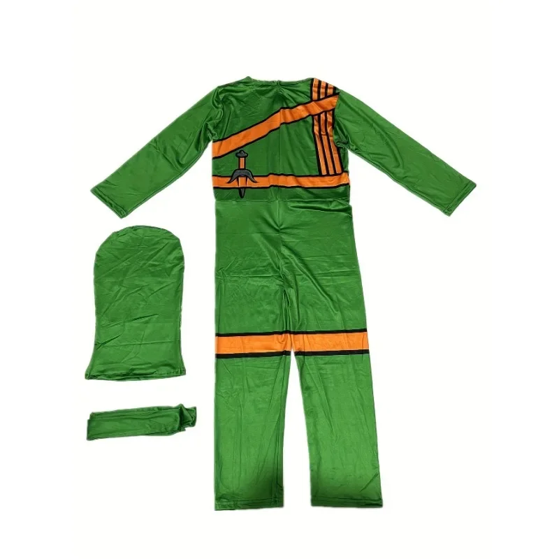 Complete Party Costume Set for Kids with Makeup Mask NinjTheme Party Cosplay Costume Set for Kids Mask Jumpsuit and Accessories