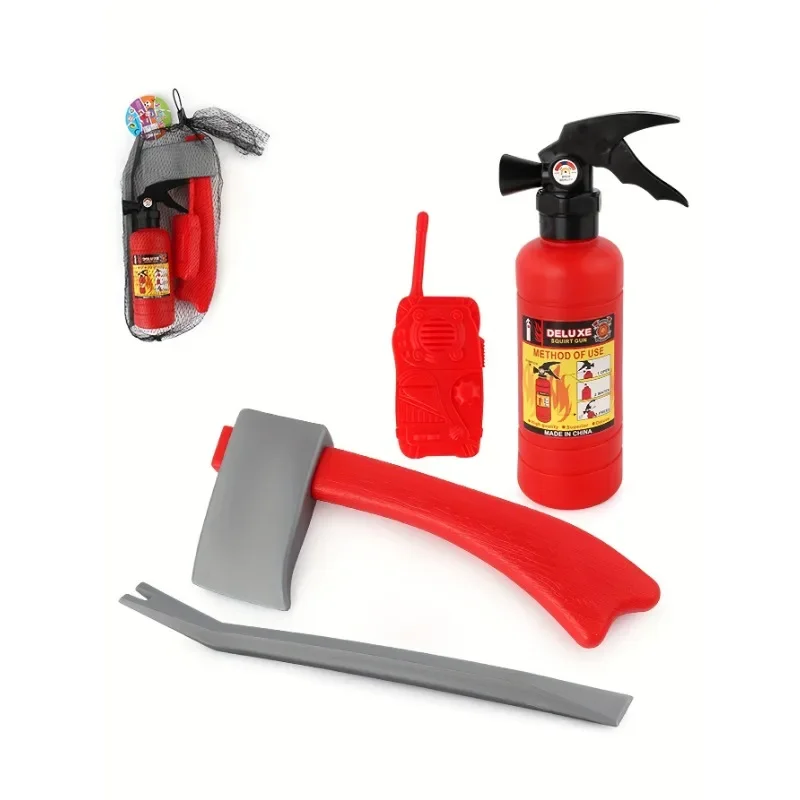 Toddler Red Fireman Costume Printed Play Vest Dress Up Set Realistic Adventure Heroes Toys Kids Play House Birthday Gift