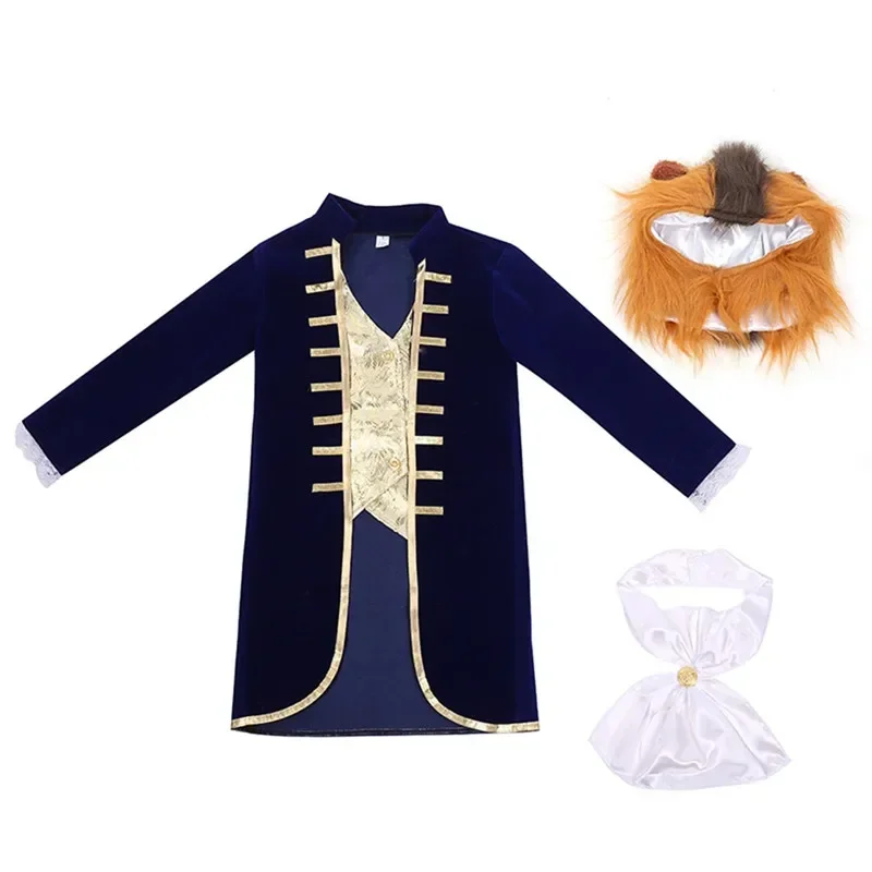 3-12Y  Anime Character Beast Jacket Robe Boy Lion Costume for Cosplay and Holiday Kids Anime Fantasy Party Wig Costume