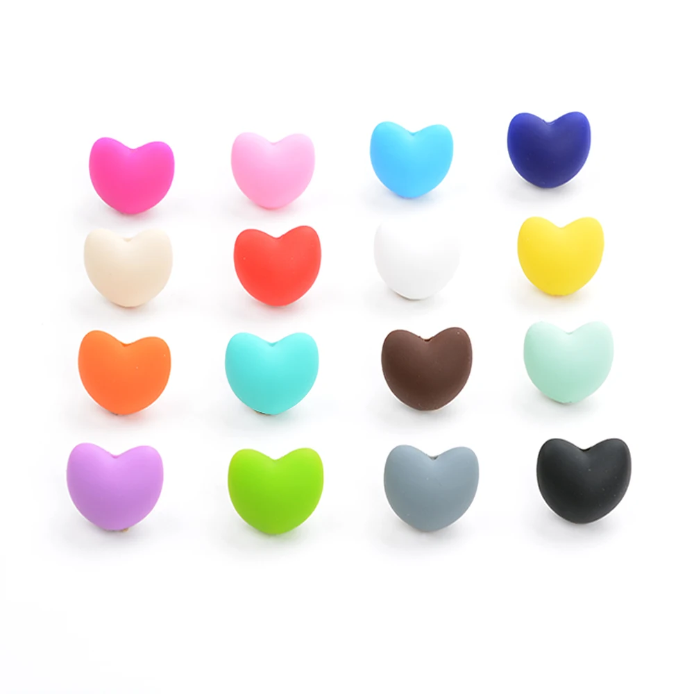 LOFCA Silicone Beads Heart Shape 10pcs Charm Teether Baby Teething Jewelry Nursing Baby Oral Care For Pacifier Holder Necklace