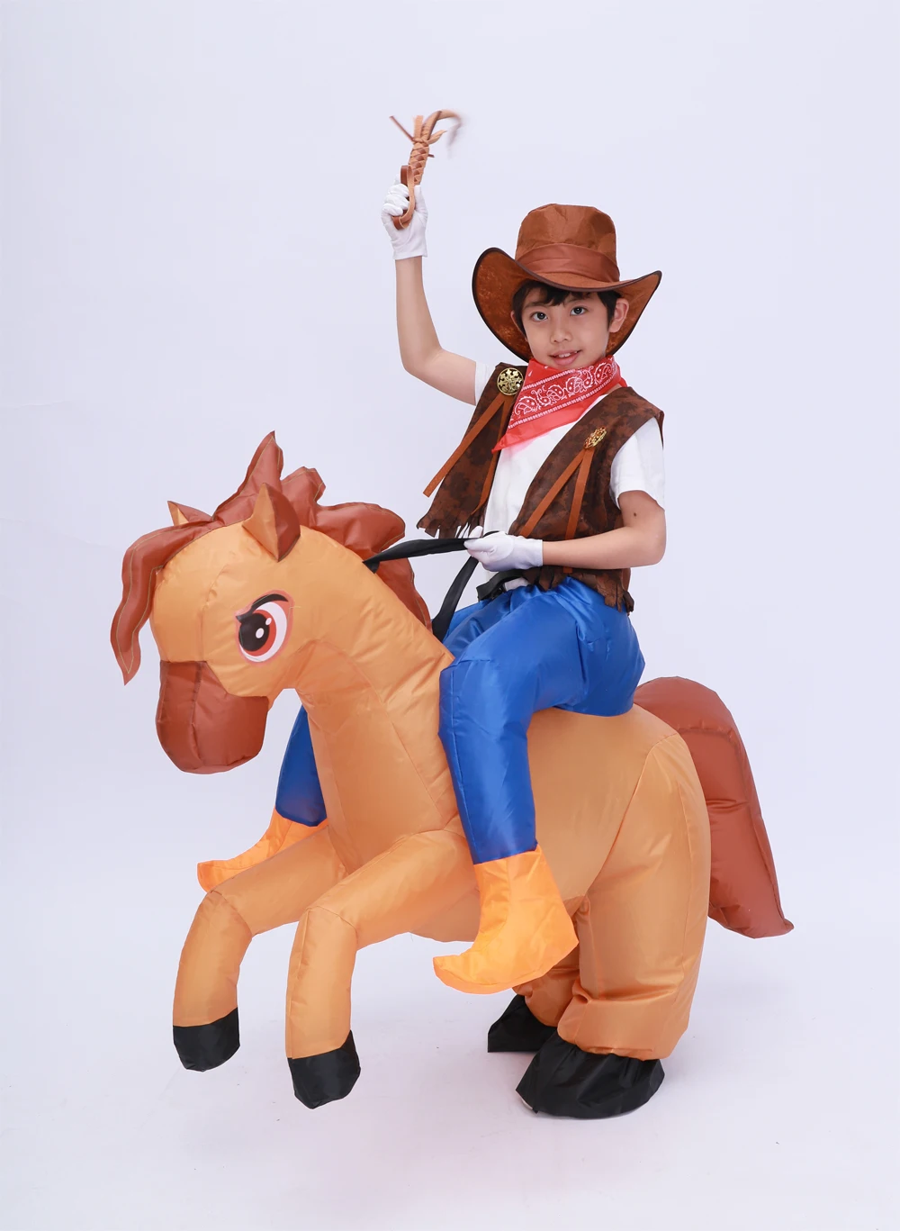 Kids Child Inflatable Horse Costume Girls Boys Funny Halloween Purim Party Inflated Garment Disfraces
