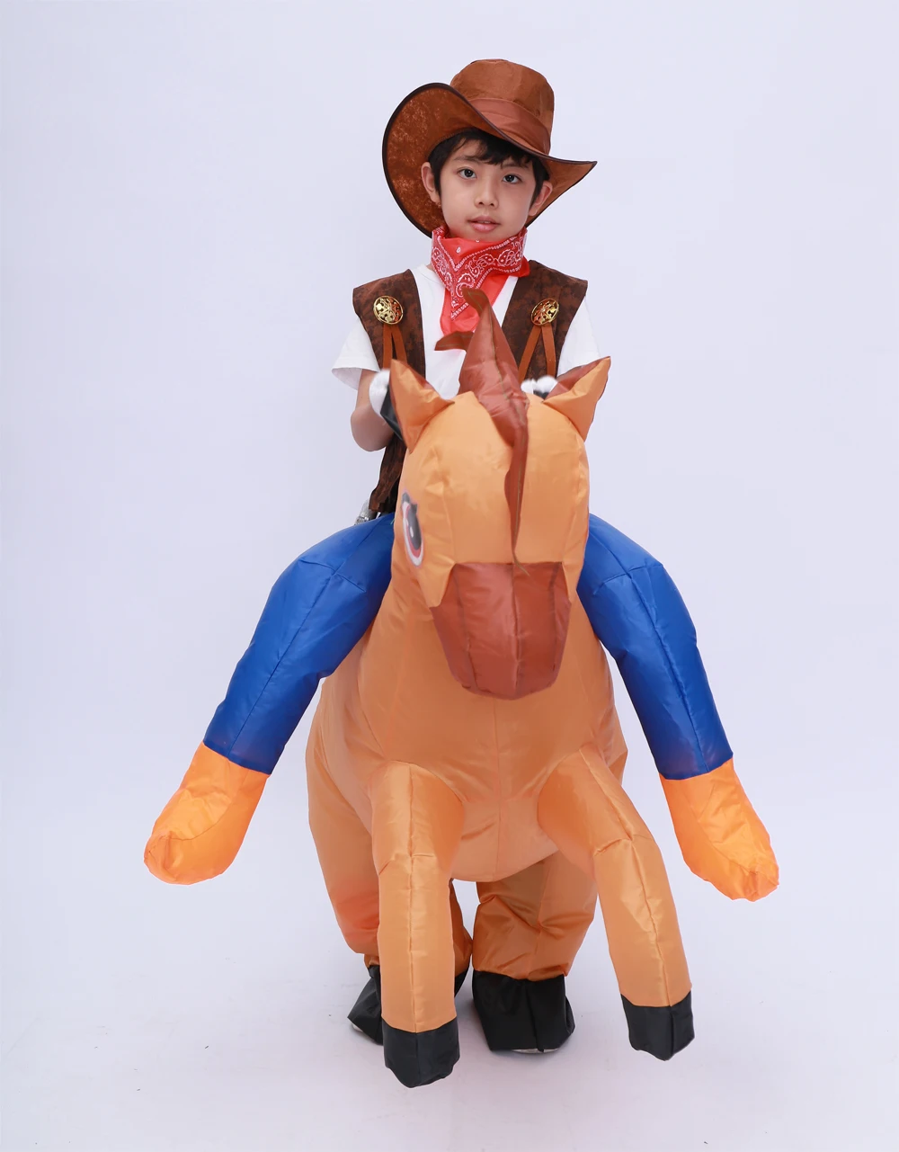Kids Child Inflatable Horse Costume Girls Boys Funny Halloween Purim Party Inflated Garment Disfraces