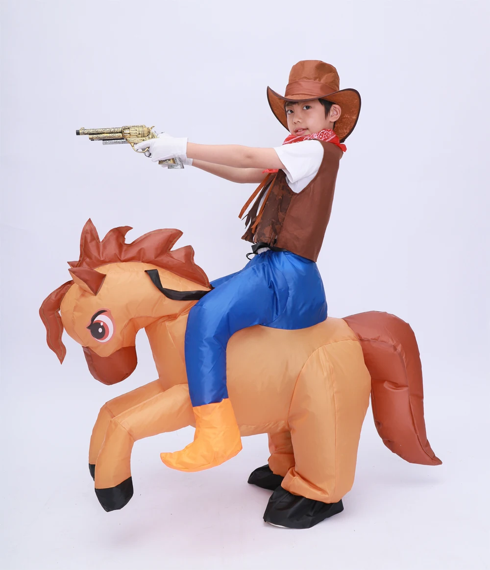 Kids Child Inflatable Horse Costume Girls Boys Funny Halloween Purim Party Inflated Garment Disfraces