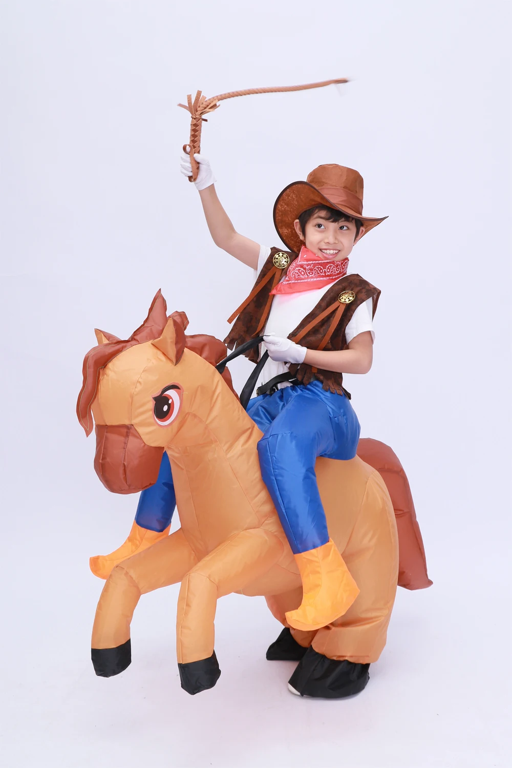 Kids Child Inflatable Horse Costume Girls Boys Funny Halloween Purim Party Inflated Garment Disfraces