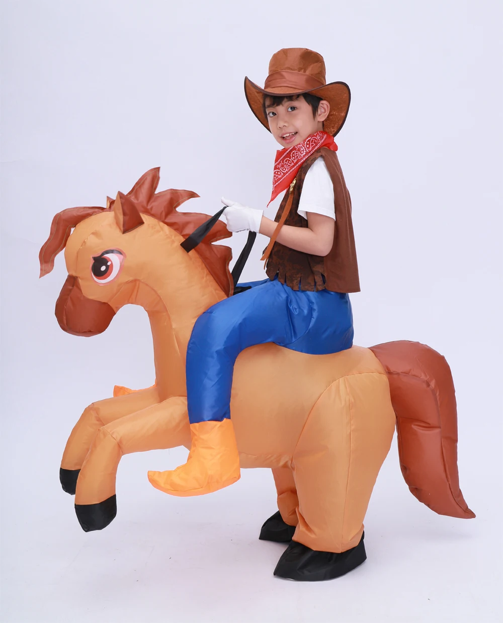 Kids Child Inflatable Horse Costume Girls Boys Funny Halloween Purim Party Inflated Garment Disfraces