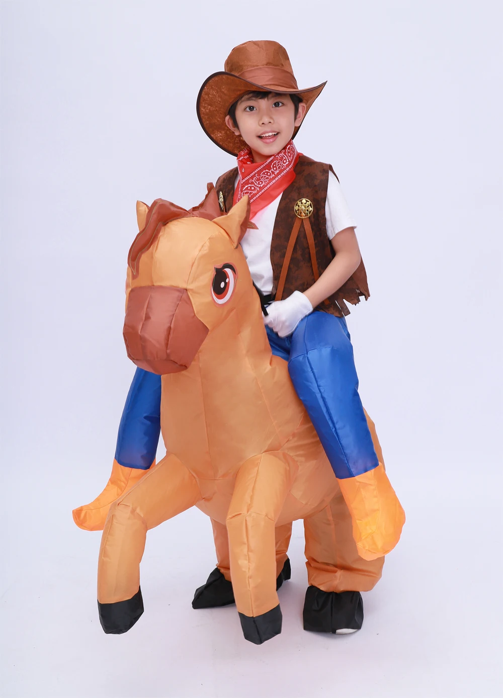 Kids Child Inflatable Horse Costume Girls Boys Funny Halloween Purim Party Inflated Garment Disfraces