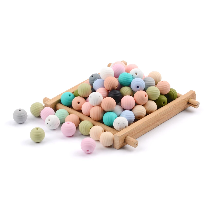 LOFCA Silicone Beehive Beads 20pcs 15mm Baby Teething Beads BPA Round Food Grade Spiral Beads Baby 4-6 Months Baby Shower Gifts