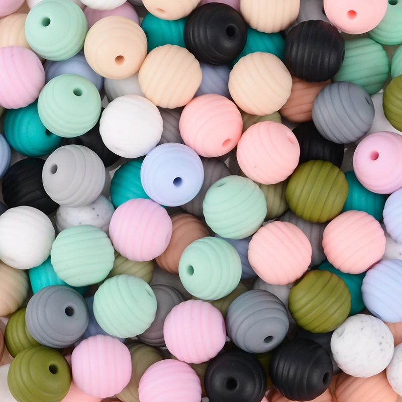 LOFCA Silicone Beehive Beads 20pcs 15mm Baby Teething Beads BPA Round Food Grade Spiral Beads Baby 4-6 Months Baby Shower Gifts
