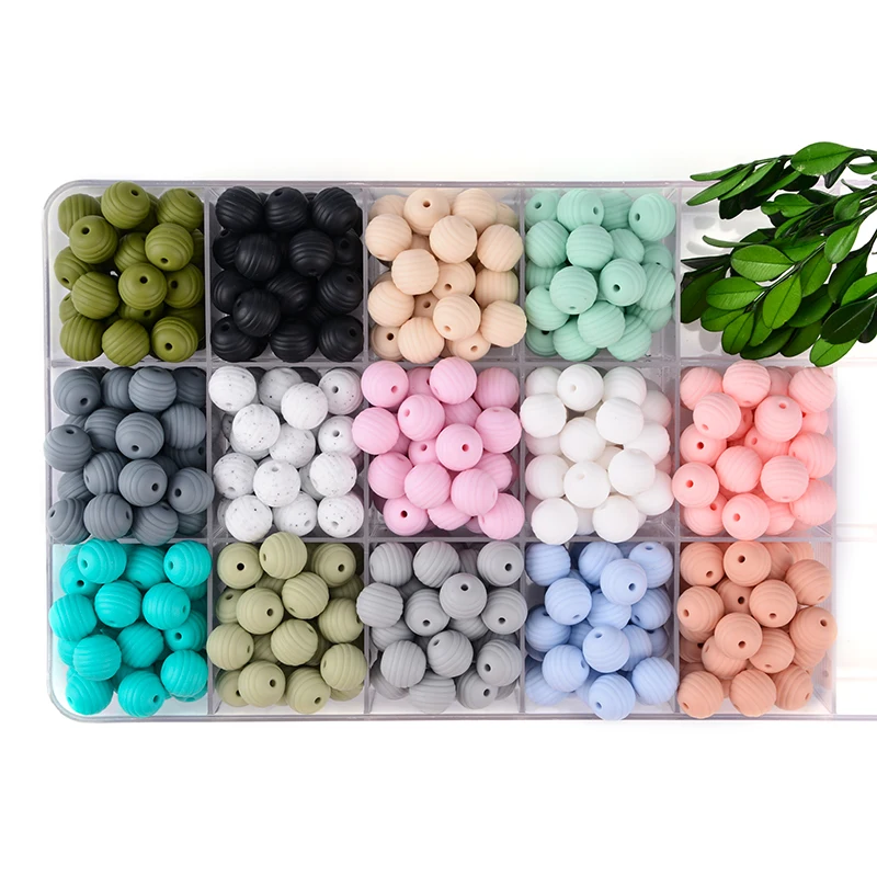 LOFCA Silicone Beehive Beads 20pcs 15mm Baby Teething Beads BPA Round Food Grade Spiral Beads Baby 4-6 Months Baby Shower Gifts