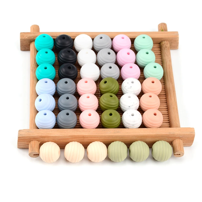 LOFCA Silicone Beehive Beads 20pcs 15mm Baby Teething Beads BPA Round Food Grade Spiral Beads Baby 4-6 Months Baby Shower Gifts