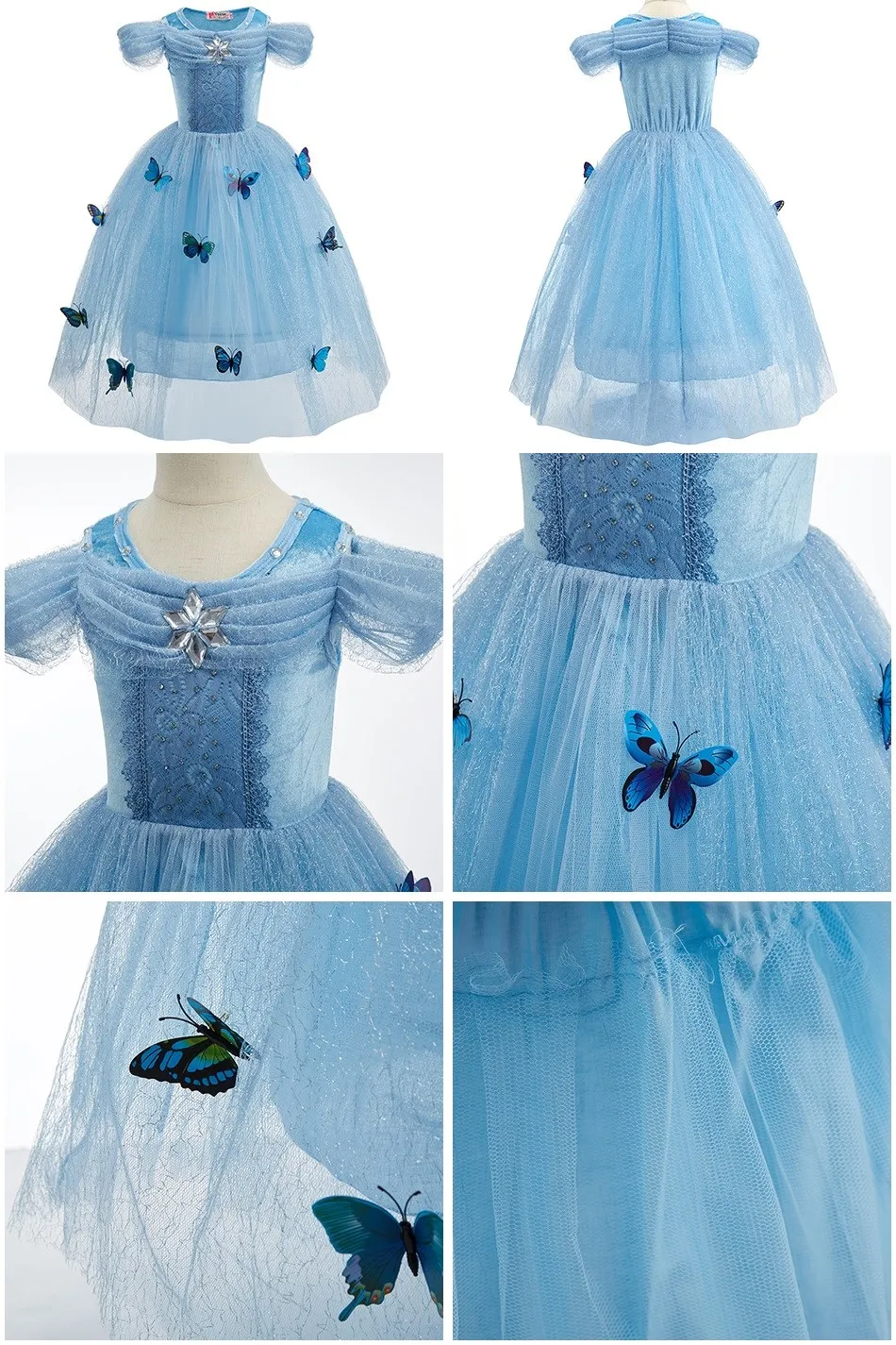 Kids Cinderella Costume Princess Dress for Girls Children Rapunzel Snow White Belle Jasmine Elsa Aurora Cosplay Carnival Dresses